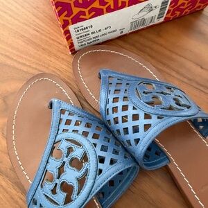 Tory Burch Thatched Perf Logo Thong Sandal